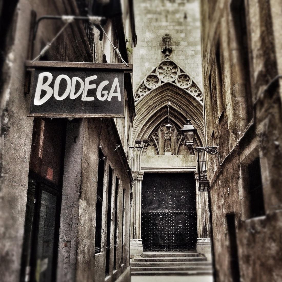 Narrow streets in barcelona gothic quarter