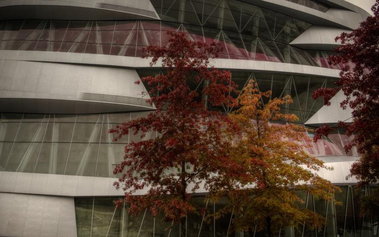 Stuttgart Mercedes-Benz Museum in Autumn