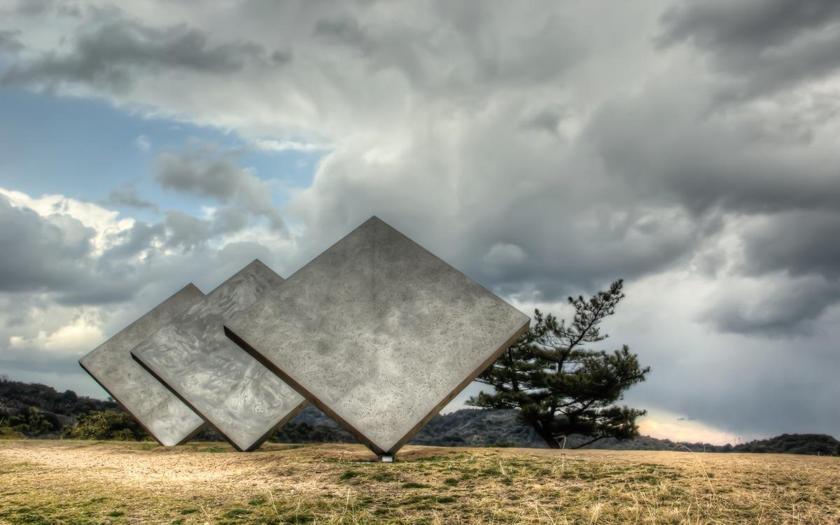 Naoshima, Three Squares Vertical Diagonal by George Ricky