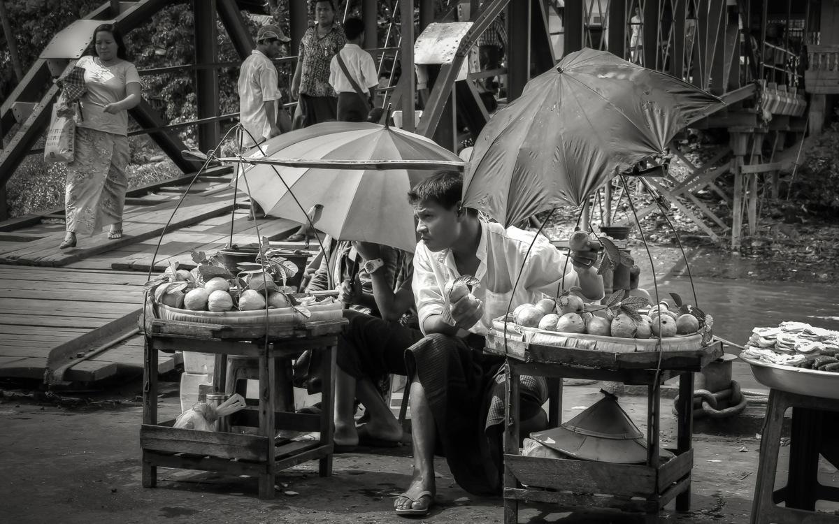 Yangon, A Vendor at Pansodan Terminal