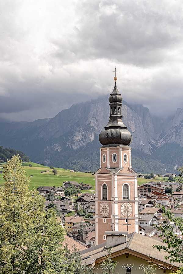 Italy, Dolomites, Castelruth Clock Tower