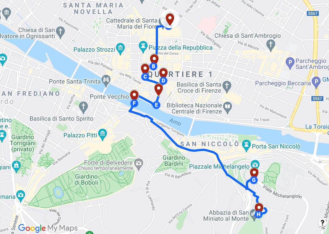 Walking Map Of Florence Florence In One Day: How To Plan The Perfect Itinerary (With Map)