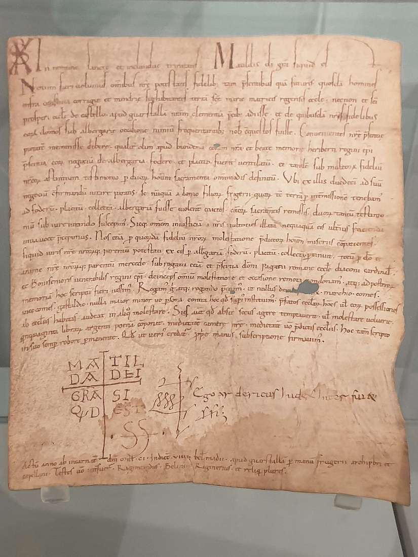 A decree signed by Matilde di Canossa
